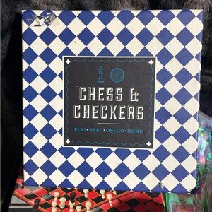 Chess & Checkers Game Box - Blue & White